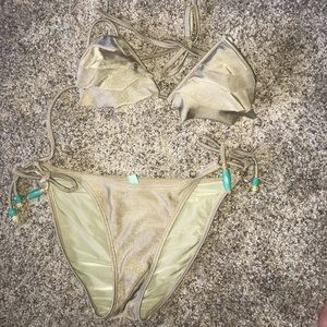 Vix taupe metallic two piece bikini (Top & Bottom)